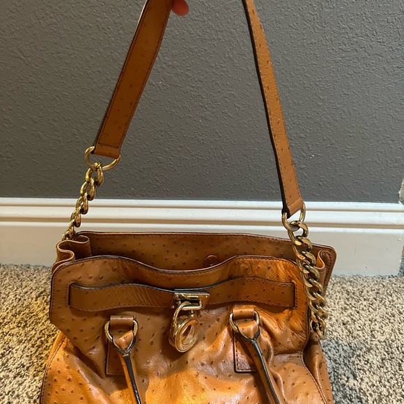 michael kors medium brown ostrich satchel - Picture 6 of 6